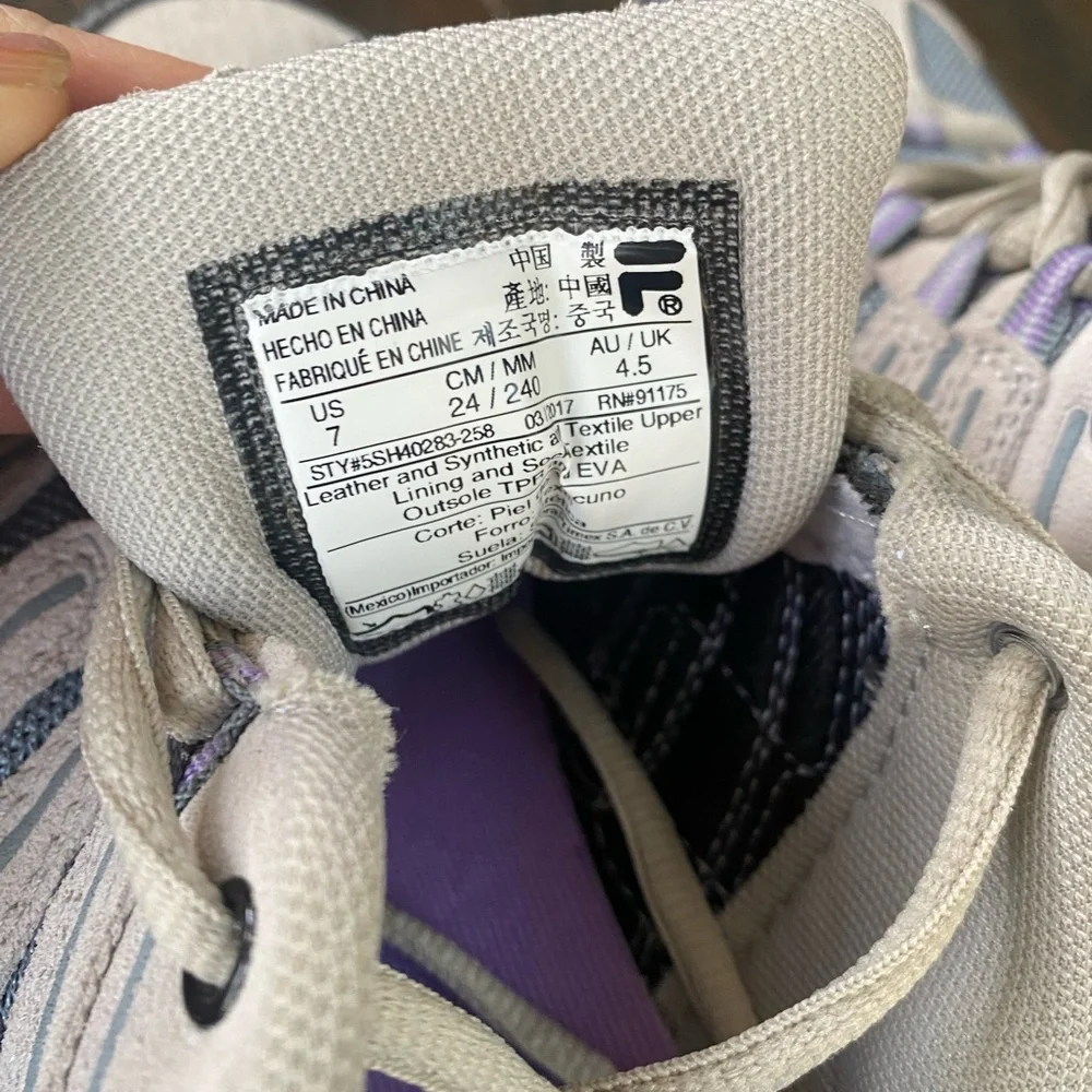 Fila Women's Gray and Purple Hiking Sneakers - Picture 7 of 7